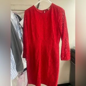 Red J Crew lace dress size 6